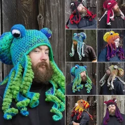 Hæklet Blækspruttehue Unik Blød Hæklet Beanie En Meget God Fødselsdag Jul Gave Til Halloween Kostume Cosplay Ny