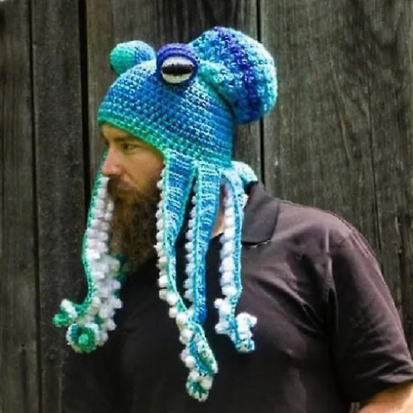 Hæklet Blækspruttehue Unik Blød Hæklet Beanie En Meget God Fødselsdag Jul Gave Til Halloween Kostume Cosplay Ny