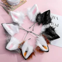 Håndlavet Faux Fur Ræv Ulveører Pandebånd Halloween Jul Cosplay Party Kostume Tilbehør