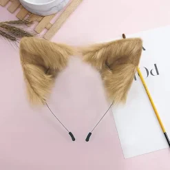 Håndlavet Fluffy Faux Fur Ræv Katteører Hårbøjle Dyreører Hår Bøjle