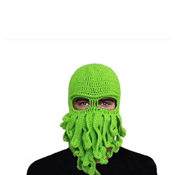 Håndvævet blæksprutteuldshat til Halloween-fest (sort)
