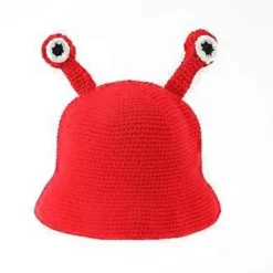 Håndvævet hue, strikket tegneserie-beanie, teenager-beret-hat, nyhedshovedbeklædning, sød nyhedshovedbeklædning, Halloween-fotorekvisitter rød (rød) | Fyndiq