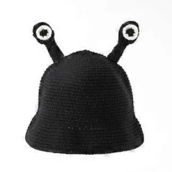 Håndvævet hue, strikket tegneserie-beanie, teenager-beret-hat, nyhedshovedbeklædning, sød nyhedshovedbeklædning, Halloween-fotorekvisitter Sort (Sort) | Fyndiq