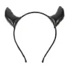 Horn Cosplay Hovedbøjle Halloween Kostume Tilbehør Universal Størrelse Sort Læder 1-pak
