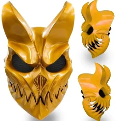 Horror Demon Maske Scary Deadcore Djævel Maske Uhyggelig Halloween Harpiks Maske Cosplay Kostume Tilbehør (Guld)