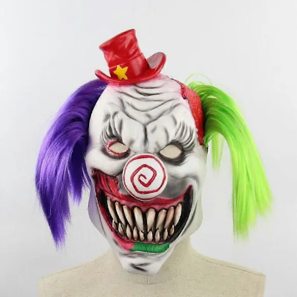 Horror Klovn Latex Maske Skræmmende Grimasse Voksen Fuld Hoved til Halloween Maskerade Fest Kostume Cosplay Fancy Dress Rekvisitter-lingling}
