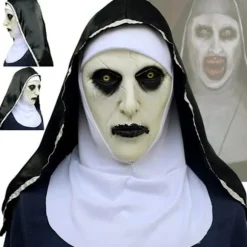 Horror Mask med hovedtørklæde Cosplay til Halloween kostume White onesize
