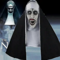 Horror Maske Kostume Valak Halloween Skræmmende Masker Med Hovedtørklæde