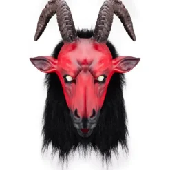 Horror tyrehoved hestehoved dyremaske hovedbeklædning horn dæmon helvedes budbringer cosplay trick