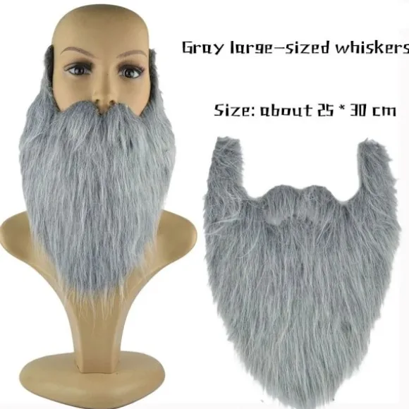 Hot tilbud til lav pris! 2 ST Løst Skæg Langt Fluffy Skæg GRÅT Grå-Glad