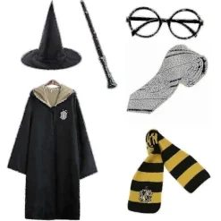Hot tilbud til lav pris! Harry Potter 6 stk. Sæt MagWizard Cosplay Fancy Dress Cape Cloak Kostume-2025-Glad Yellow 125cm (5-6 years)