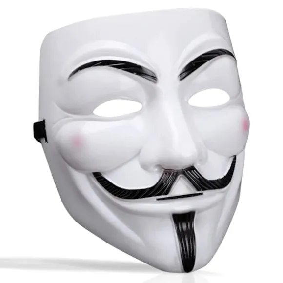 Hot tilbud til lav pris! V for Vendetta-maske, Anonymous Guy Fawkes Halloween-maske - Hacker-maske-Glad