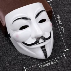 Hot tilbud til lav pris! V for Vendetta-maske, Anonymous Guy Fawkes Halloween-maske - Hacker-maske-Glad