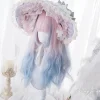 Houyan Langt Krøllet Hår Bølget Rosa Paryk Kvinde Høj Temperatur Modstandsdygtig Syntetisk Fiber Paryk Cosplay Lolita（26 Tommer，T1B-Bourgogne）