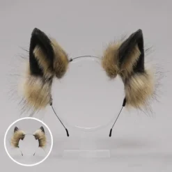 Hårbøjle med fluffy ulveører Cosplay rekvisitter Hoveddekoration Unisex Halloween fest Maskerade hårbøjle (FMY) Grå Grey