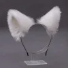 Hårbøjle med imiteret pelsører, ræv, kat, cosplay, festkostume, ører, hovedbeklædning (hvid)