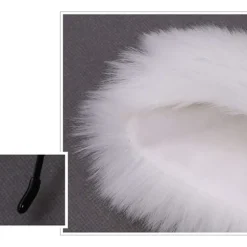Hårbøjle med imiteret pelsører, ræv, kat, cosplay, festkostume, ører, hovedbeklædning (hvid)