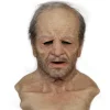 Humanoid bedstefar latex maske Halloween gammel mand hoved horror sjov paryk rekvisitter
