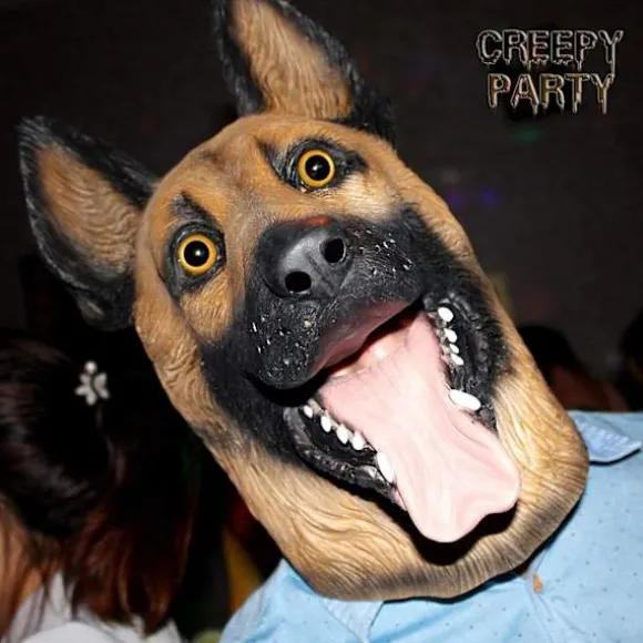 Hund Hovedmaske Halloween Fest Hund Kostume Masker Super Bowl Maske Underdog Kostume Latex Dyrehovedmaske (Schæferhund)