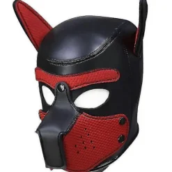 Hundemaske med ører Blød gummi dyre hundemasker Hovedmaske hvalpemaske voksne nyhedskostume til cosplayfest ny sort Black Red
