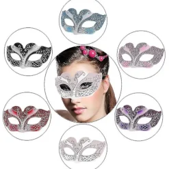 Hvid Festnat Sexet Plast Phantom Halvmaske Halloween Maskeradebal Maske Med Glitterdekoration
