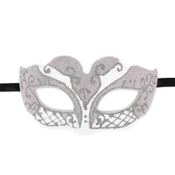 Hvid Festnat Sexet Plast Phantom Halvmaske Halloween Maskeradebal Maske Med Glitterdekoration