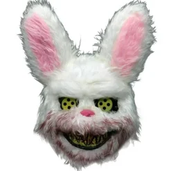 Hvid Kanin Kanin Bjørn Blodige Tænder Skræmmende Skræmmende Maske Kostume Halloween Cosplay Rabbit
