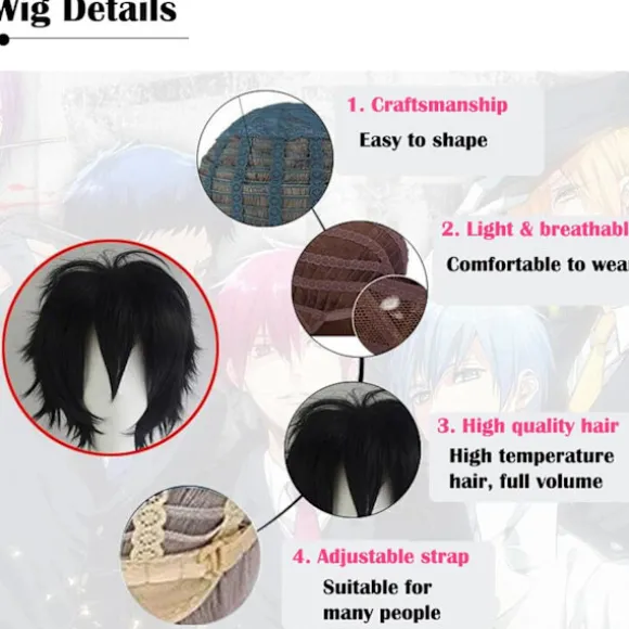 Hvid Kort Paryk, Bob Anime Cosplay Flerlags Glat Hår Kostumefest Anime Pixie Maskerade til Kvinder Mænd Drenge Piger