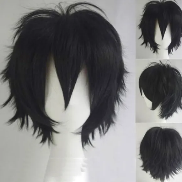Hvid Kort Paryk, Bob Anime Cosplay Flerlags Glat Hår Kostumefest Anime Pixie Maskerade til Kvinder Mænd Drenge Piger