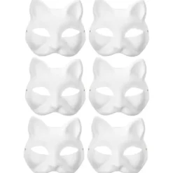 Hvide kattemasker til cosplay, hvid, 18 x 17 x 6 cm