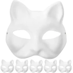 Hvide kattemasker til cosplay, 18 x 17 x 6 cm