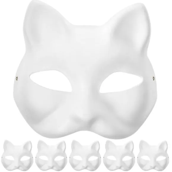 Hvide kattemasker til cosplay, 18 x 17 x 6 cm