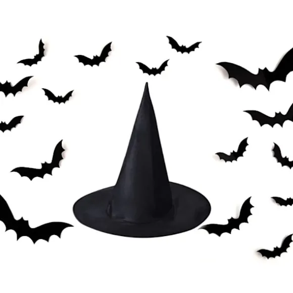 Häxhatt halloween häxdräkt svart