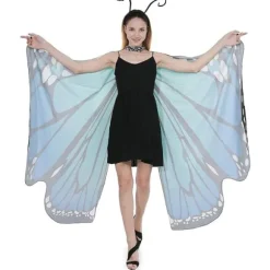IC Butterfly Wing Cape-sjal med spidsmaske og pandebånd med sort fløjlantenne