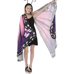 IC Butterfly Wing Cape-sjal med spidsmaske og pandebånd med sort fløjlantenne