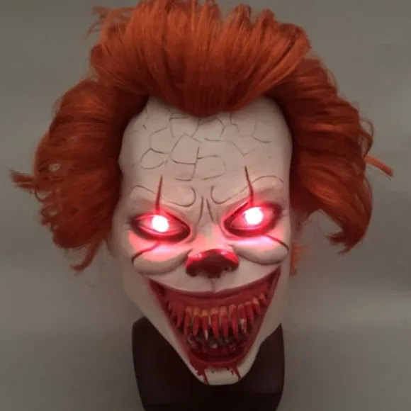 IC Clown lysende maske skræmmende hovedbeklædning cosplay halloween hovedbeklædning skræmmende maske
