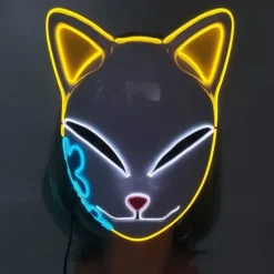 IC Demon Slayer LED Maske Cosplay Glødende Maske Anime Demon Slayer Cosplay Maskerade Halloween Kostume