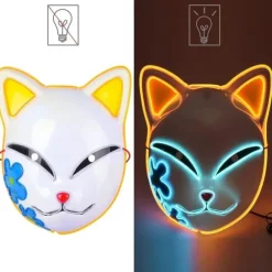 IC Demon Slayer LED Maske Cosplay Glødende Maske Anime Demon Slayer Cosplay Maskerade Halloween Kostume