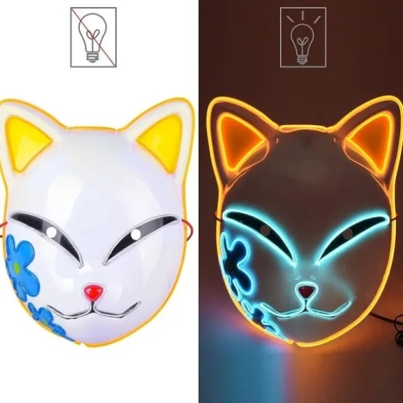 IC Demon Slayer LED Maske Cosplay Glødende Maske Anime Demon Slayer Cosplay Maskerade Halloween Kostume