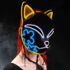 IC Demon Slayer LED Maske Cosplay Glødende Maske Anime Demon Slayer Cosplay Maskerade Halloween Kostume