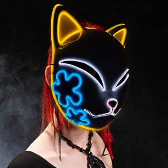 IC Demon Slayer LED Maske Cosplay Glødende Maske Anime Demon Slayer Cosplay Maskerade Halloween Kostume