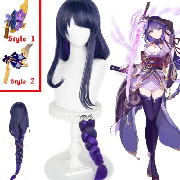 IC Game Genshin Impact Raiden Shogun Cosplay Paryk Forudstylet 110cm