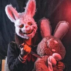IC Halloween skræmmende kaninmaske, blodig kaninmaske
