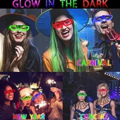 IC 4-pak LED-briller fest med 3 lystilstande til festlig fødselsdag Valentinsdag og Halloween Cosplay (blå+grøn+rød+hvid)
