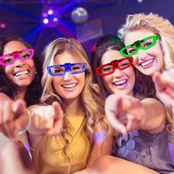 IC 4-pak LED-briller fest med 3 lystilstande til festlig fødselsdag Valentinsdag og Halloween Cosplay (blå+grøn+rød+hvid)