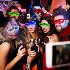 IC 4-pak LED-briller fest med 3 lystilstande til festlig fødselsdag Valentinsdag og Halloween Cosplay (blå+grøn+rød+hvid)