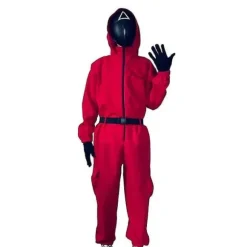 IC Voksen Halloween Squid Game Jumpsuit Kostume Sæt-1 CNMR trekant L175-185cm