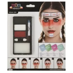 Indisk makeup kit for voksne - Flerfarvet - Palette med 3 akvareller - Blyant - Svamp - Profiler