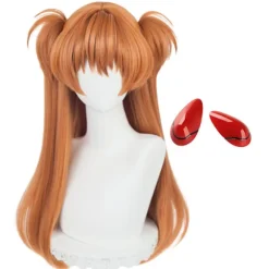 Ingefær Orange Cosplay Paryk - Lang Glat med 2 Hestehaler, Anime Stil, med Hårnåle og Paryknet, CJY