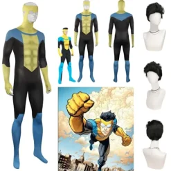 Invincible Mark Grayson Cosplay Kostume Jumpsuit Halloween Bodysuit+Paryk Komplet Sæt Kun Paryk, CJY Only Wig en-US